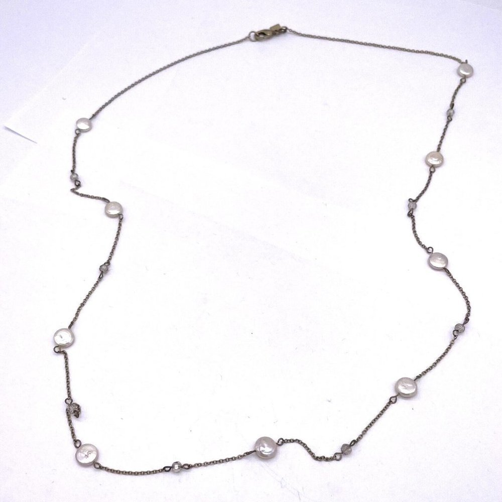 Banana Republic Beaded Long Chain Necklace Gold Tone Signed Lobster Closure 35"